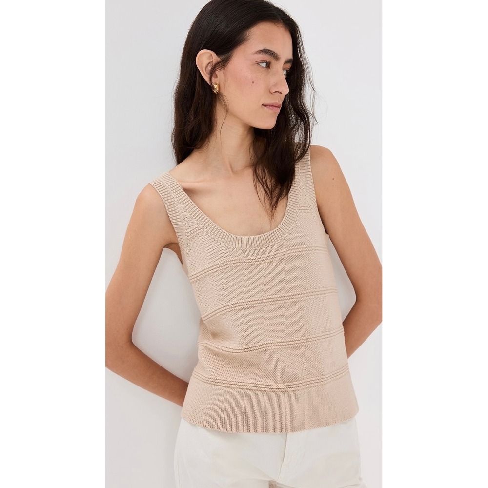 NWOT Jenni Kayne Sweater Tank M Oatmeal Cotton Quiet Luxury Minimalist